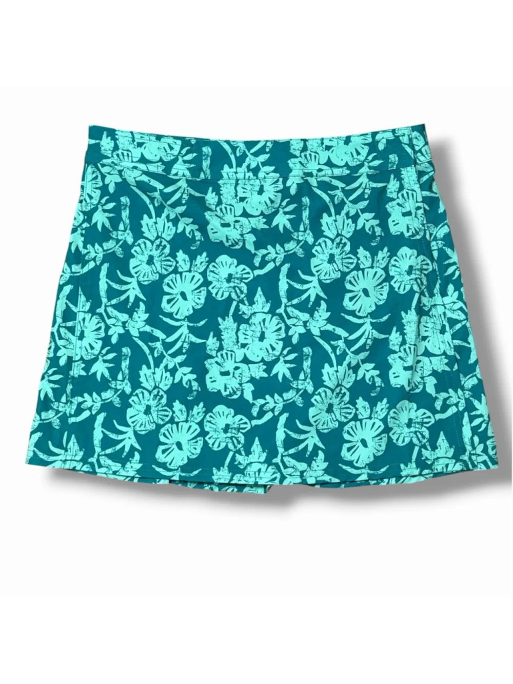 RipSkirt Hawaii Hibiscus Green Floral Wrap Skirt Cover Up Length 1 Mini Small